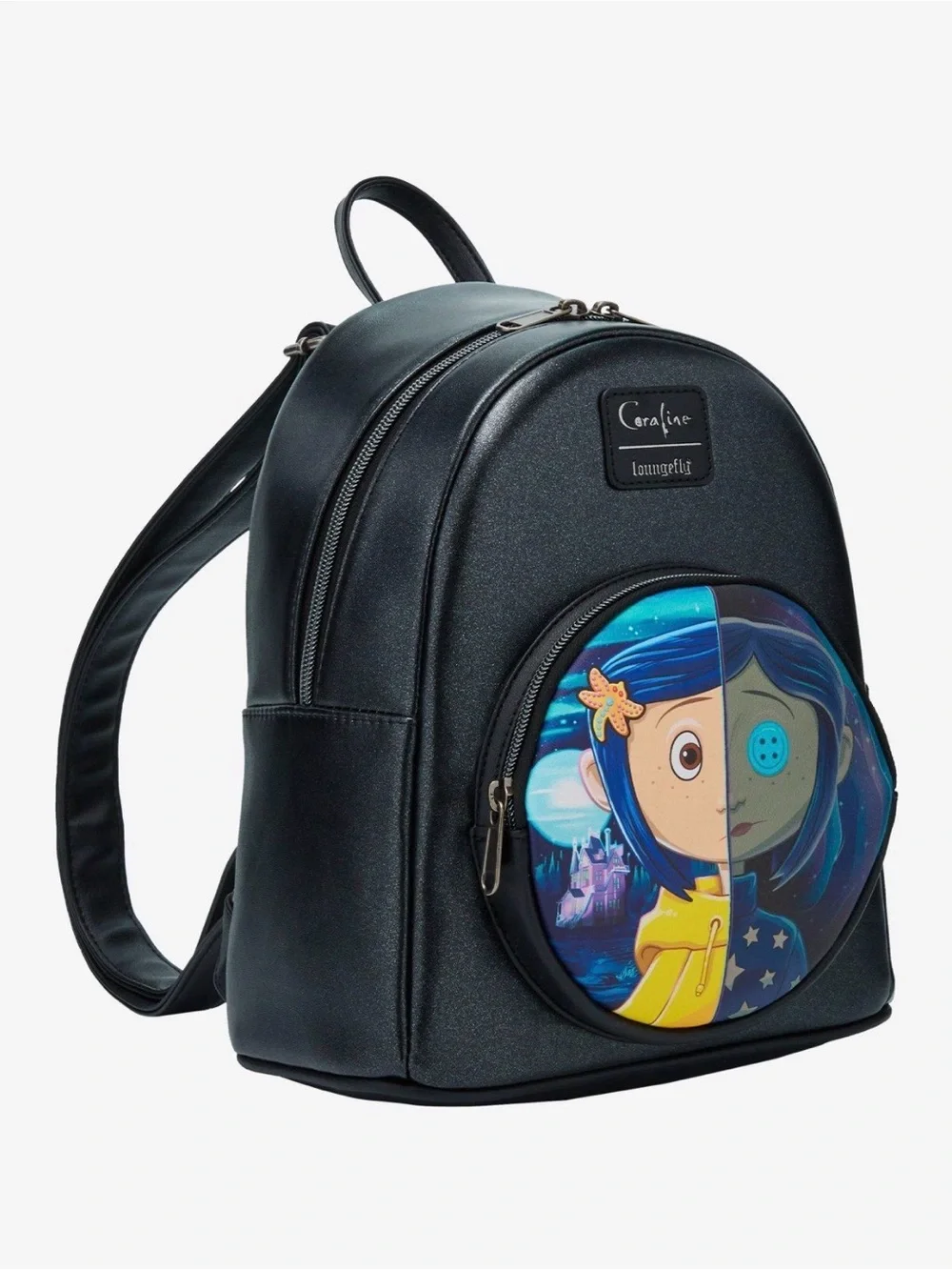 New Loungefly Coraline Split Face Iridescent Mini Backpack